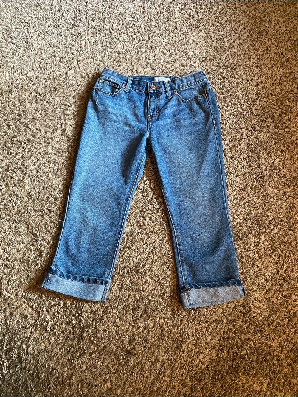 Old Navy Girls Size 16 Rolled up Denim Capri Blue Jeans